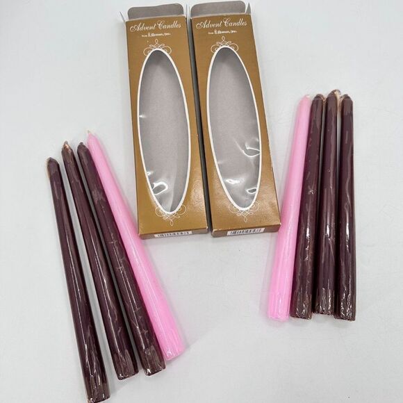 Roman Advent Candle Sets Purple Pink Taper Wax Candles Vintage Hong Kong NOS - Picture 1 of 9